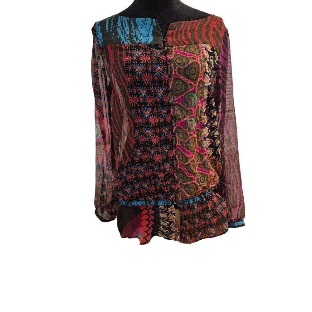 Desigual Size 42 10/12 Fine Chiffon Sheer Layering Tunic Top Whimsigoth Festival